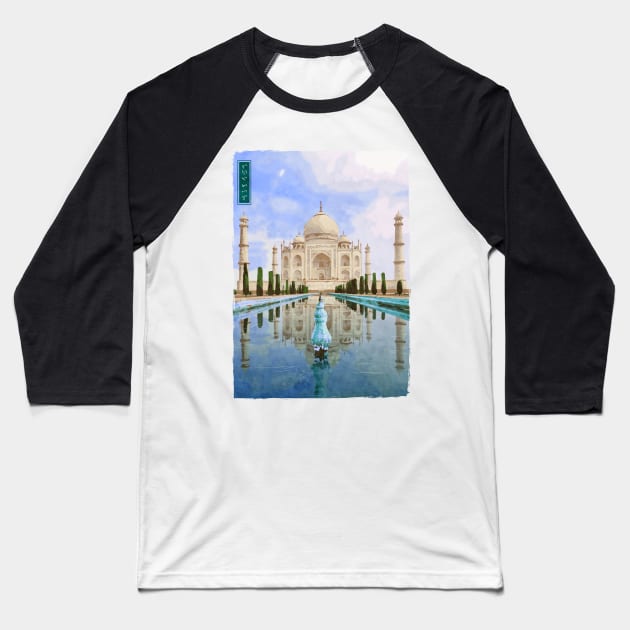 Taj Mahal - White Baseball T-Shirt by Thor Reyes